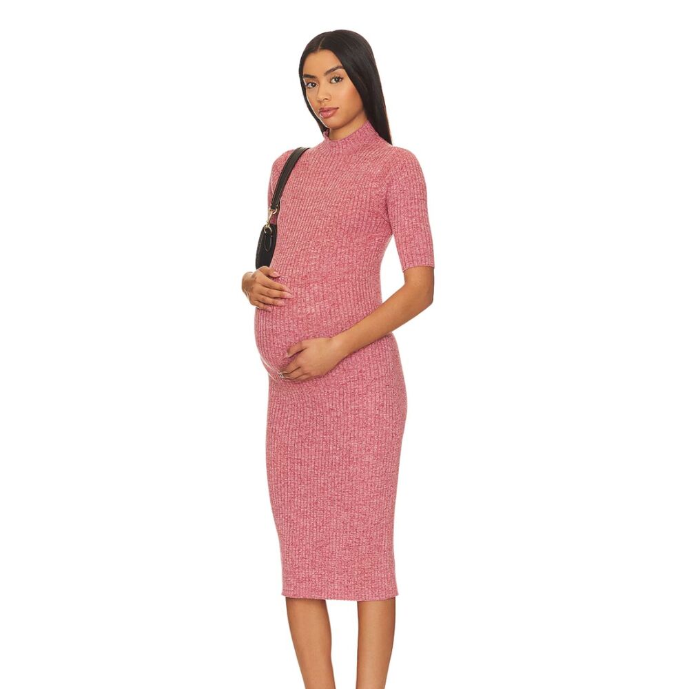 HATCH The Penelope Rib Knit Dress in Rose Melange Size 2/Medium - Picture 3 of 7